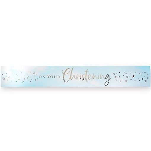 Picture of ON YOUR CHRISTENING BANNER BLUE 2.74M